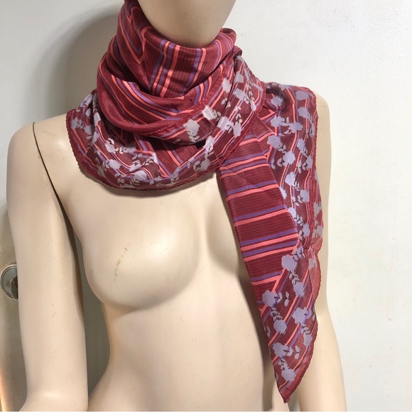 Vera Neumann Vintage Striped Floral Scarf Italy - Picture 3 of 12